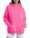 Oversized Acid Wash Hoodie Pullover W170949