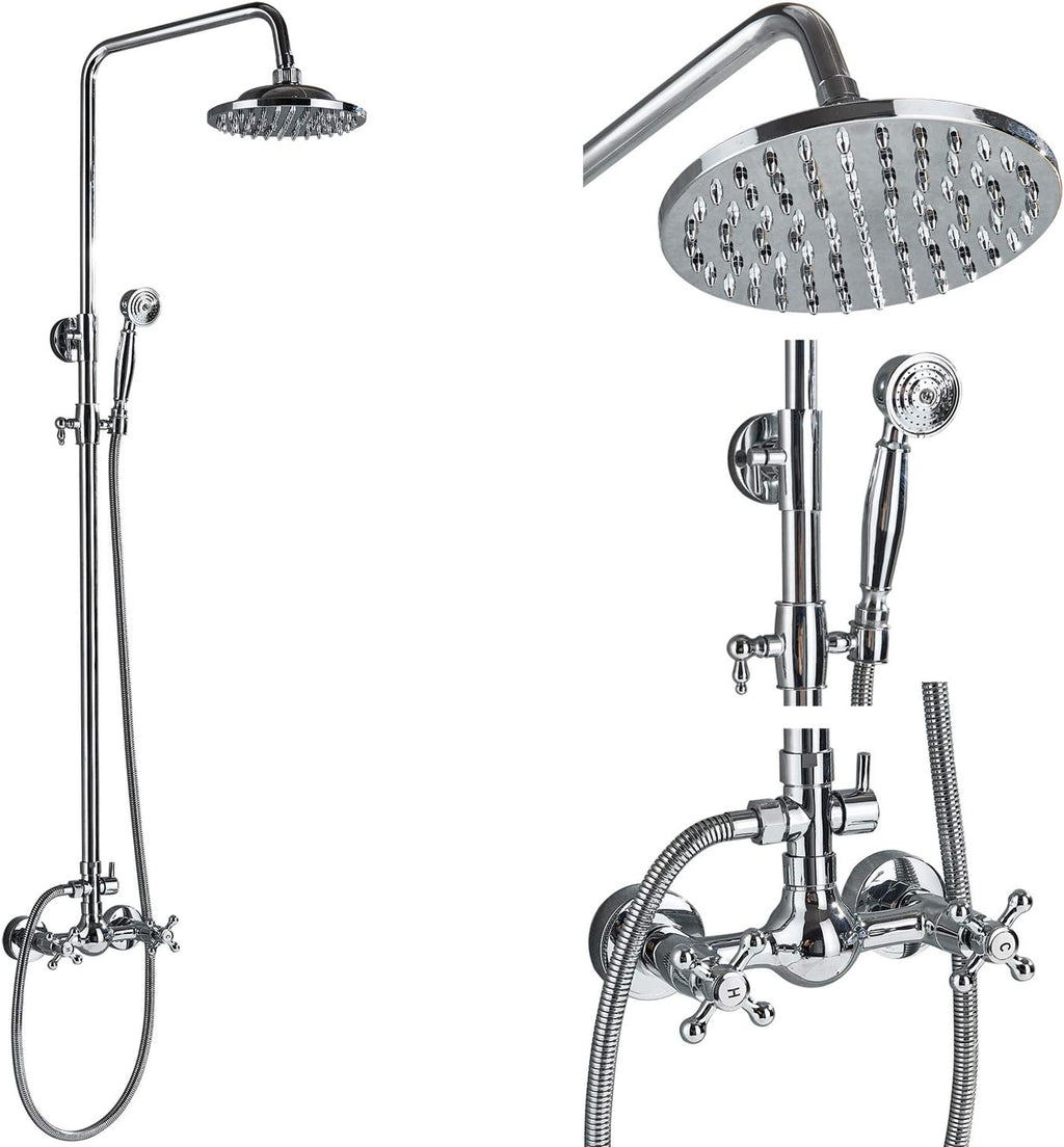 Brushed Nickel 8-inch Rainfall Shower Combo Set with Handheld Spray Q9616