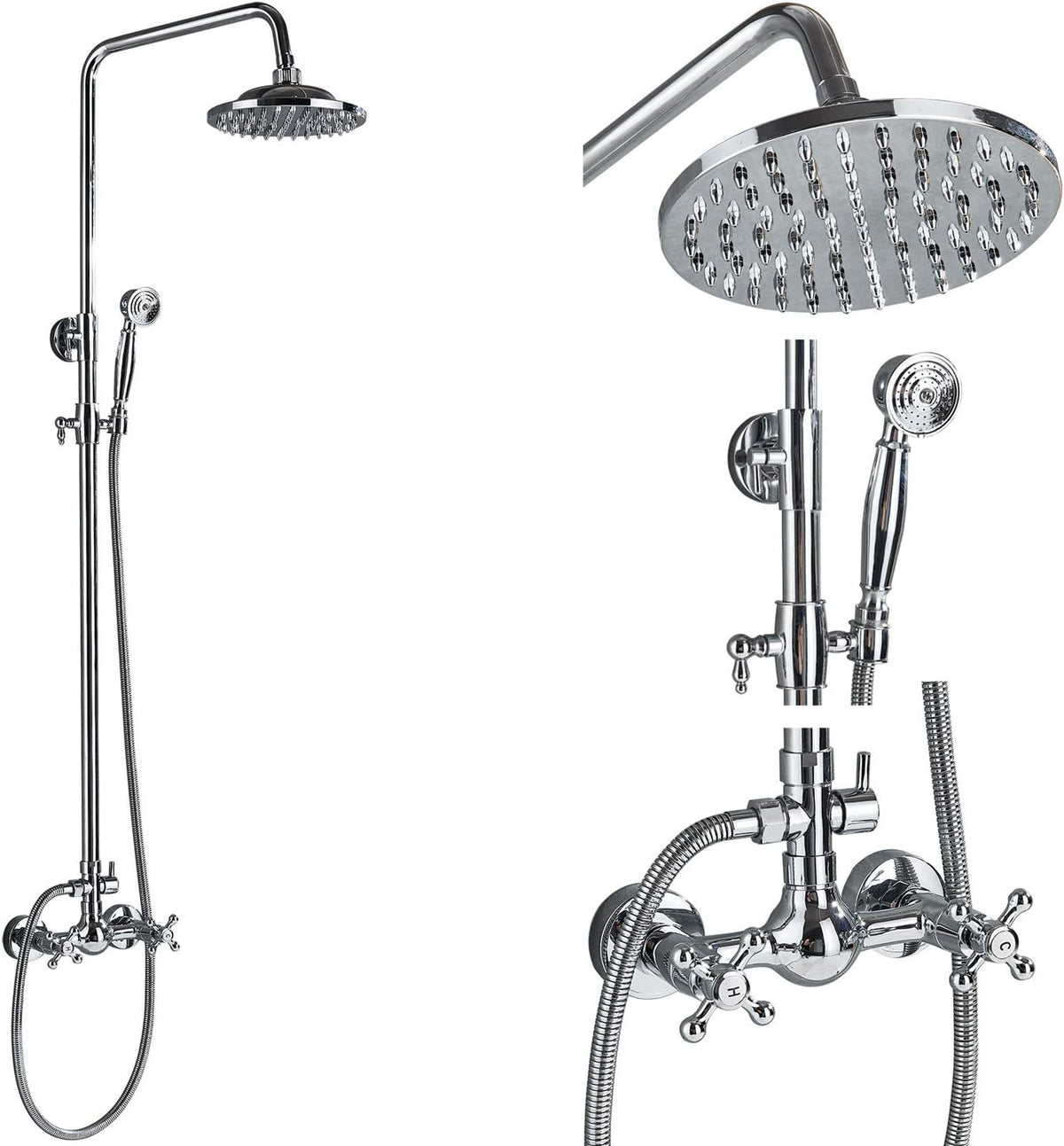 Brushed Nickel 8-inch Rainfall Shower Combo Set with Handheld Spray Q9616