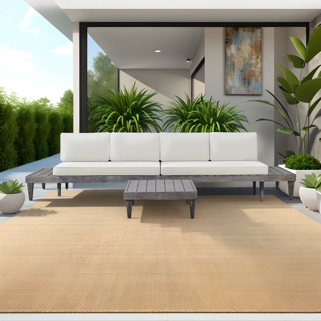 Grey Beige 3 Piece Wood Conversation Set with Coffee Table M1500