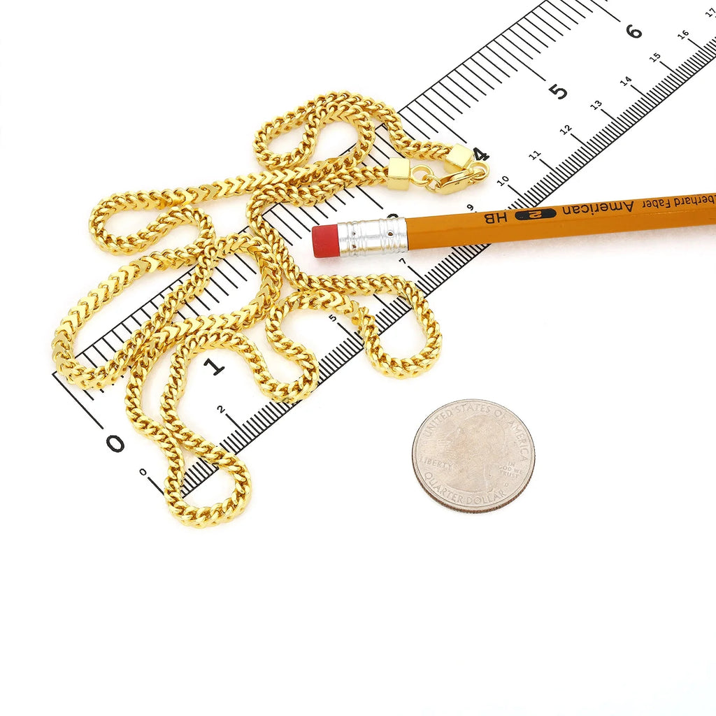 18K Gold Over Silver Hollow Franco Chain Necklace 20"-30" G1224