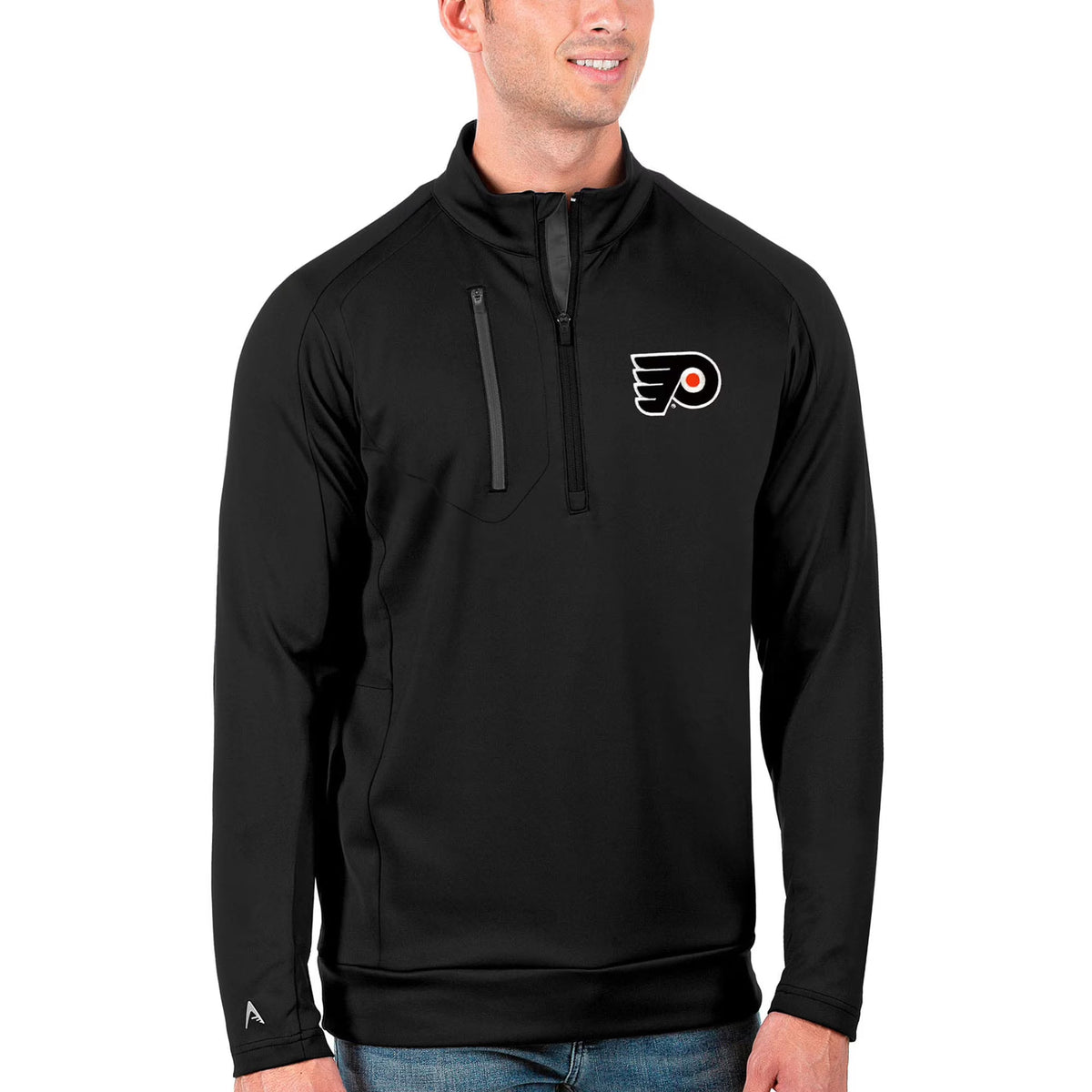 Men's Black Charcoal Quarter-Zip Pullover Jacket N2462