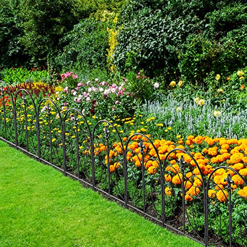 Decorative Garden Fence 10 Pack, 24in x 10ft Rustproof Metal Fencing K7340