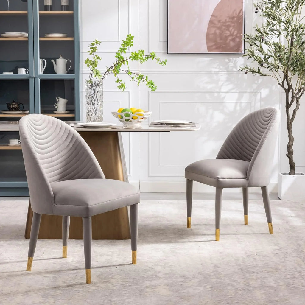 Velvet Upholstered Dining Chairs Set of 2 with Gold Legs N508428