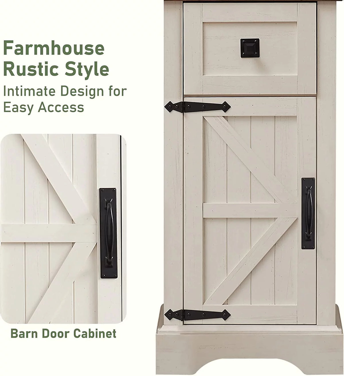 White 68" Farmhouse Bathroom Storage Cabinet with Drawer J23498