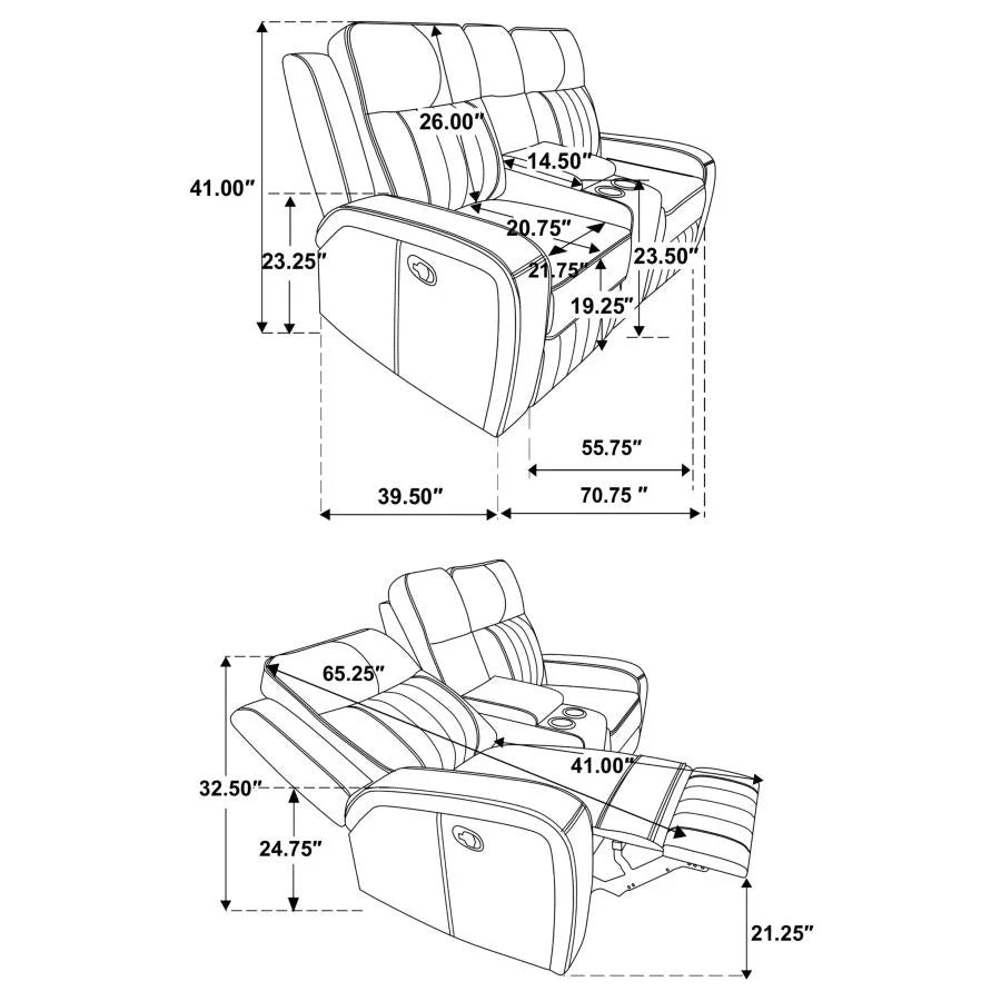 Grey Upholstered Reclining Loveseat D9472