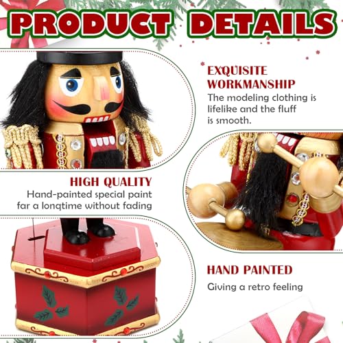 Nutcracker Music Box Wooden Nutcracker Soldier Toy Handmade Nutcracker Figures Christmas Nutcrackers Soldiers Wind up Musical Box Clockwork Christmas Music Box Z604