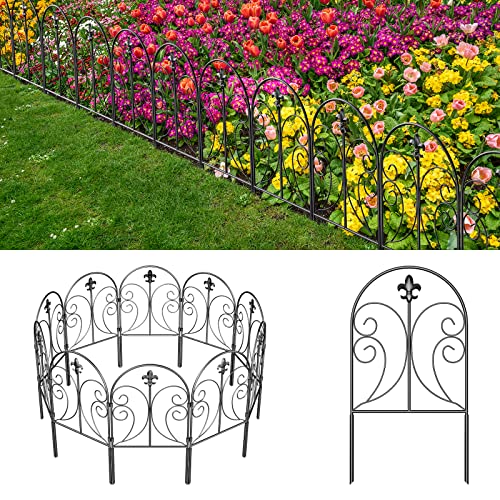 Decorative Garden Fence 10 Pack, 24in x 10ft Rustproof Metal Fencing K7340