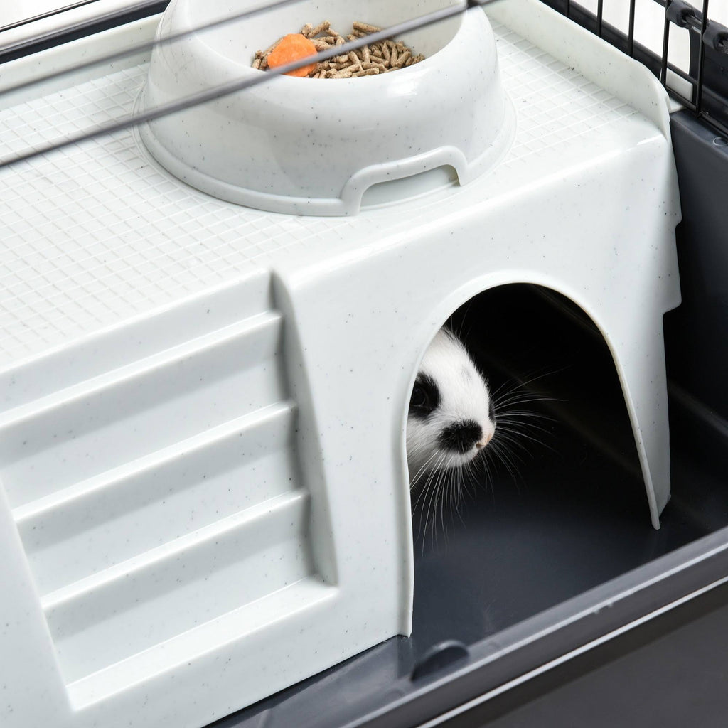 Small Animal Cage Rolling Rabbit Hutch with Detachable Stand B5977