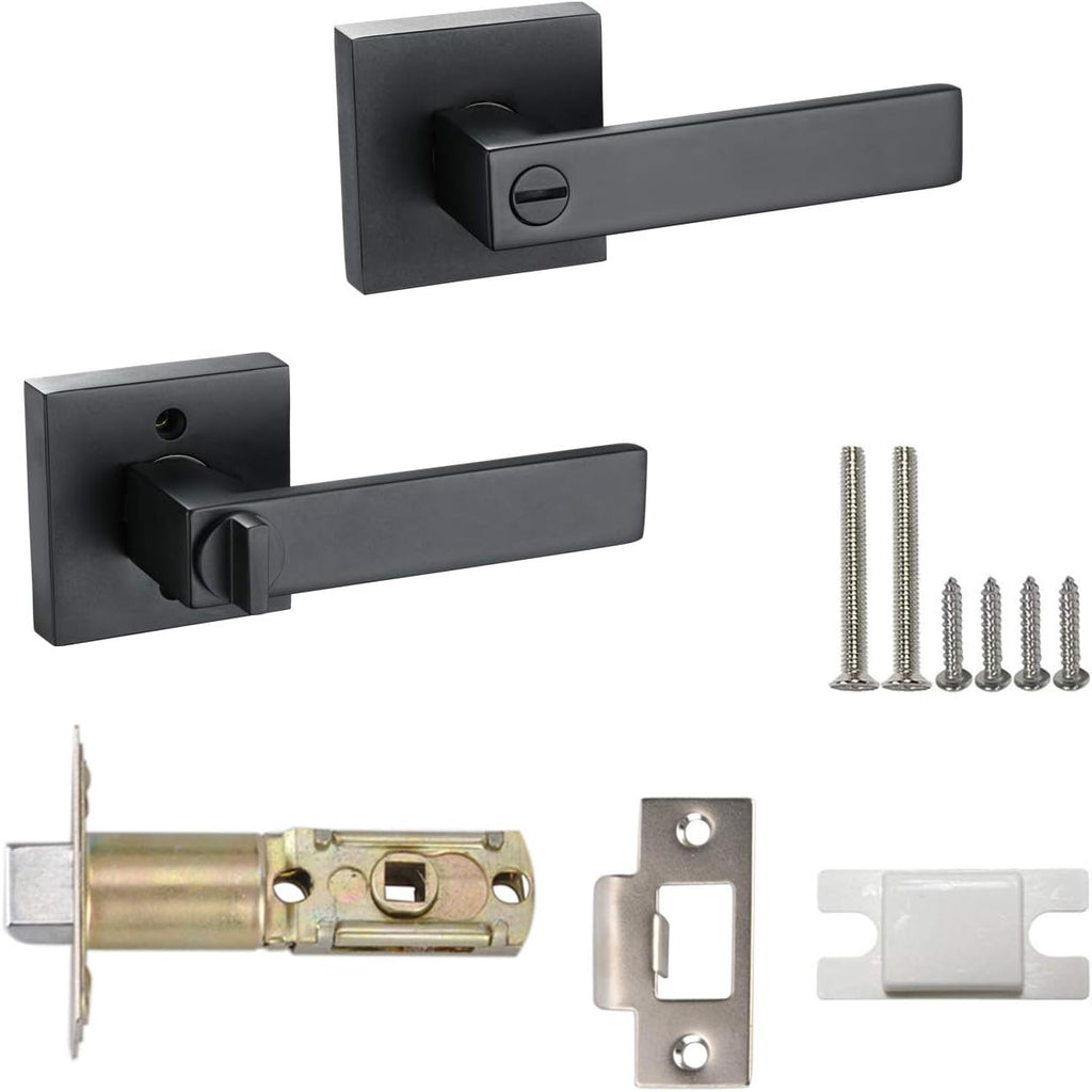 Matte Black Door Lock Lever Handle 4 Pack L968