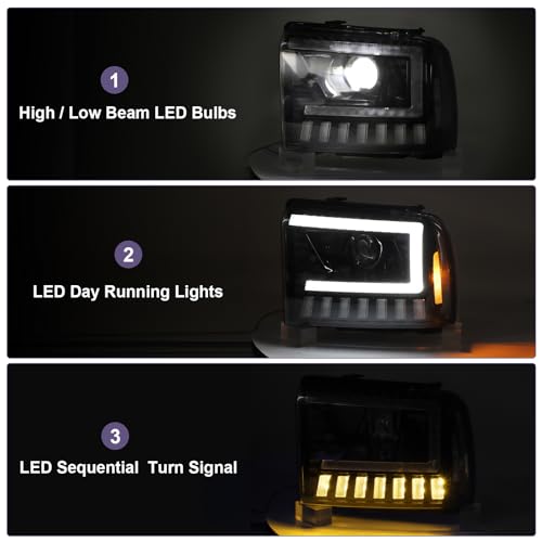 Black LED Projector Headlight Assembly Y405544