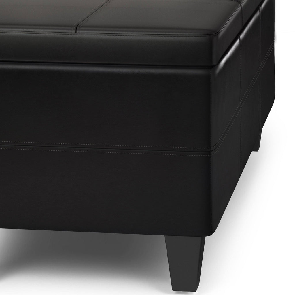 Midnight Black Storage Ottoman Bench B189
