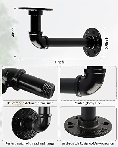12 Pack Industrial Black Iron Shelf Brackets D4443