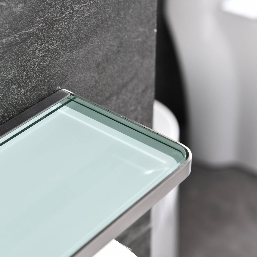 White Glass Shelf with Toilet Paper Holder F32111