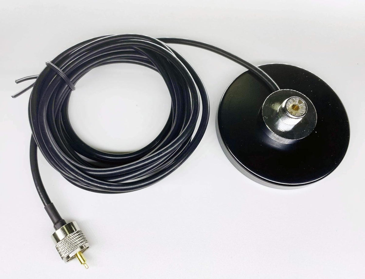 Dual Band VHF UHF Mobile Radio Antenna with Magnetic Base, PL259 Male Connector, 13 feet Cable, SMA Female Connector Adapter T5595