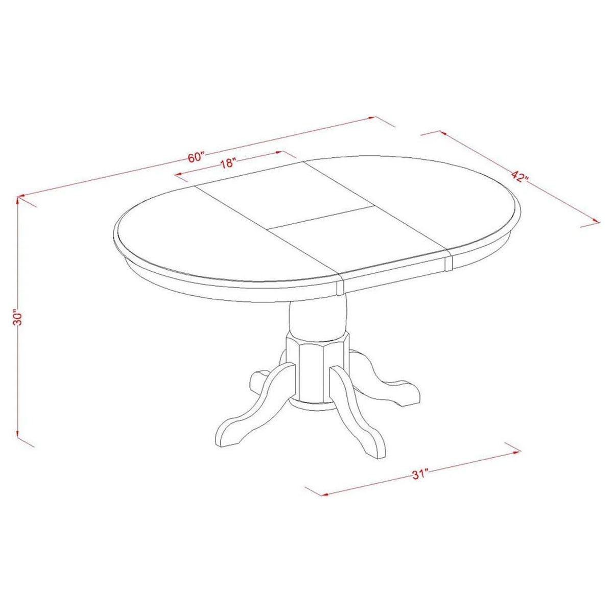 Dining Table Set with 18" Leaf and Chairs S305