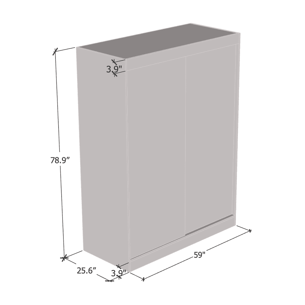 Gray 2 Door High Gloss Wardrobe Armoire Y6756