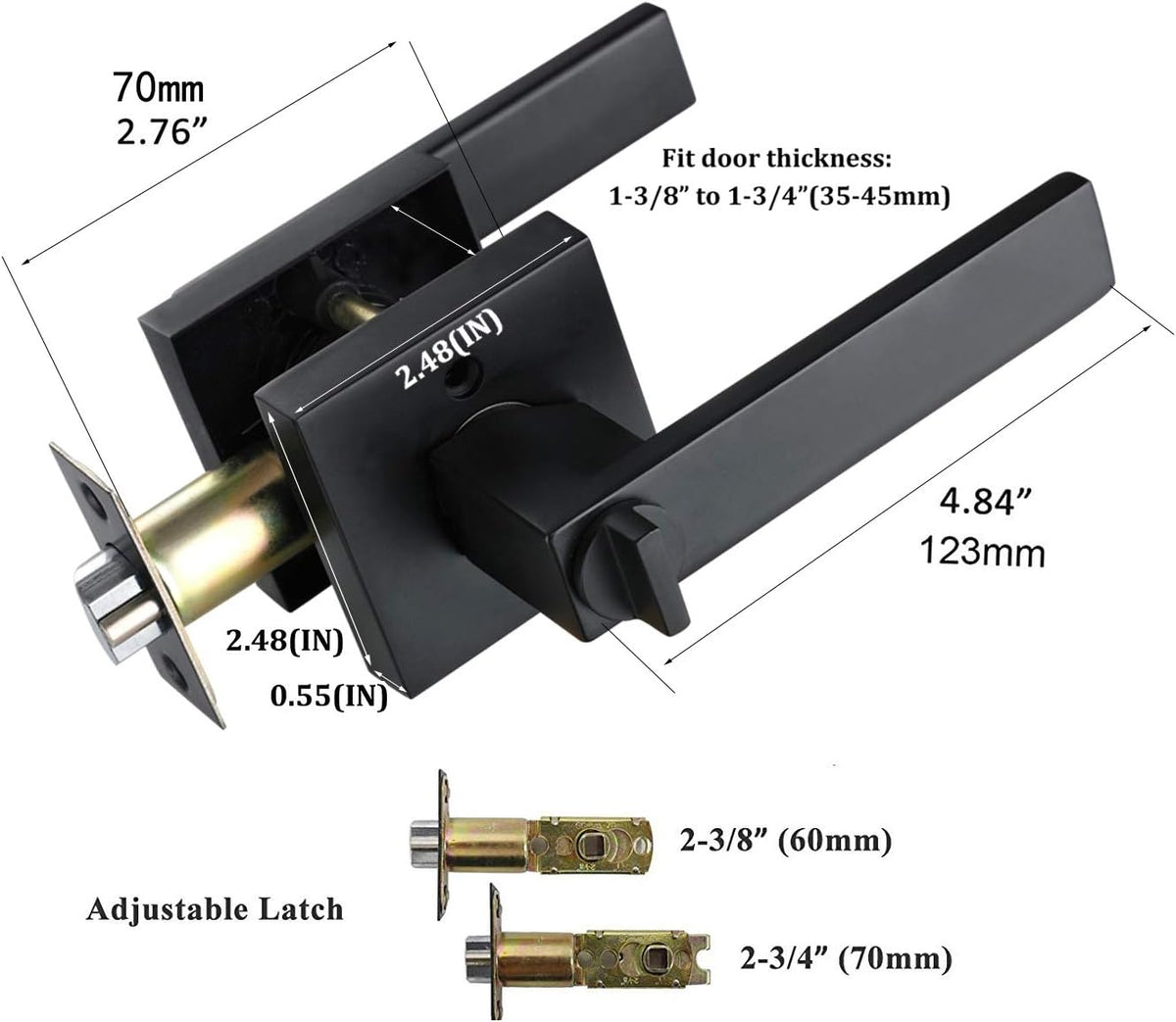 Matte Black Door Lock Lever Handle 4 Pack L968