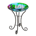 Solar Hand Painted Glass Bird Bath with Stand Z39395