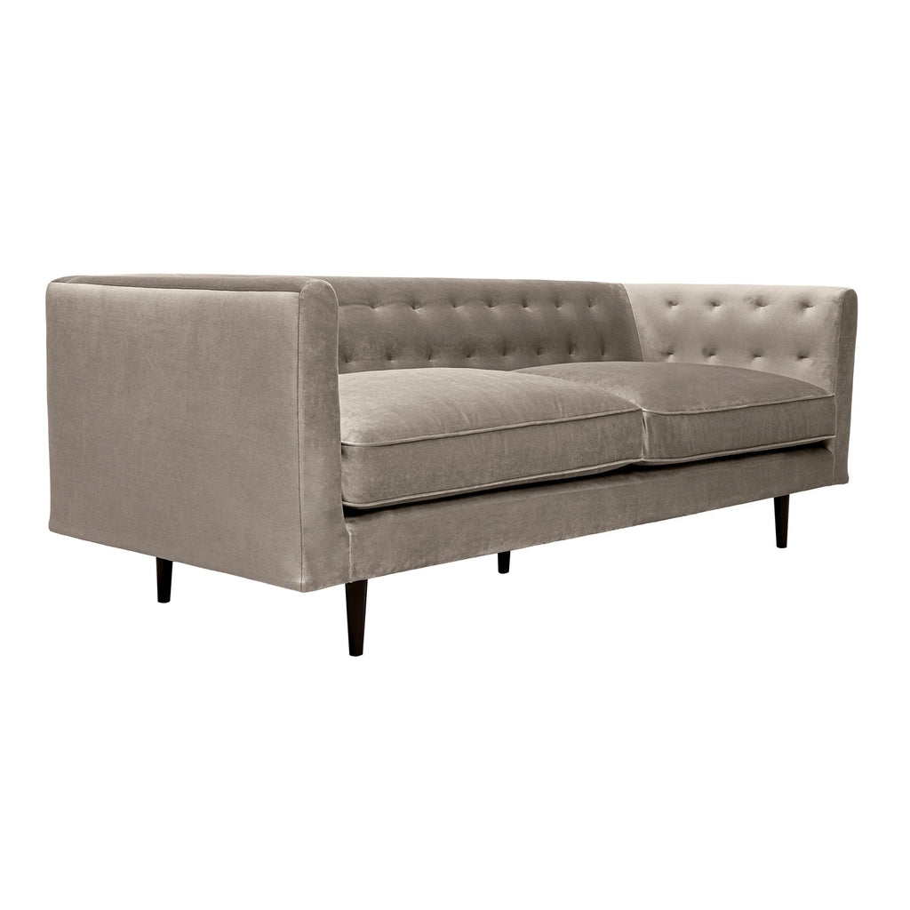 Fossil Gray Velvet Sofa with Black Wood Legs P304789
