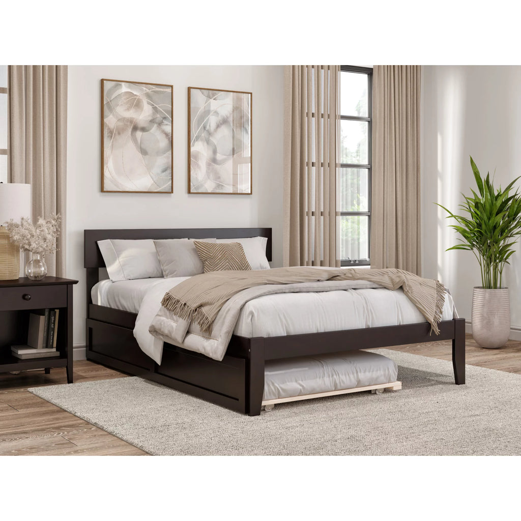 Modern Wood Full Bed with Twin Trundle in Espresso A81999