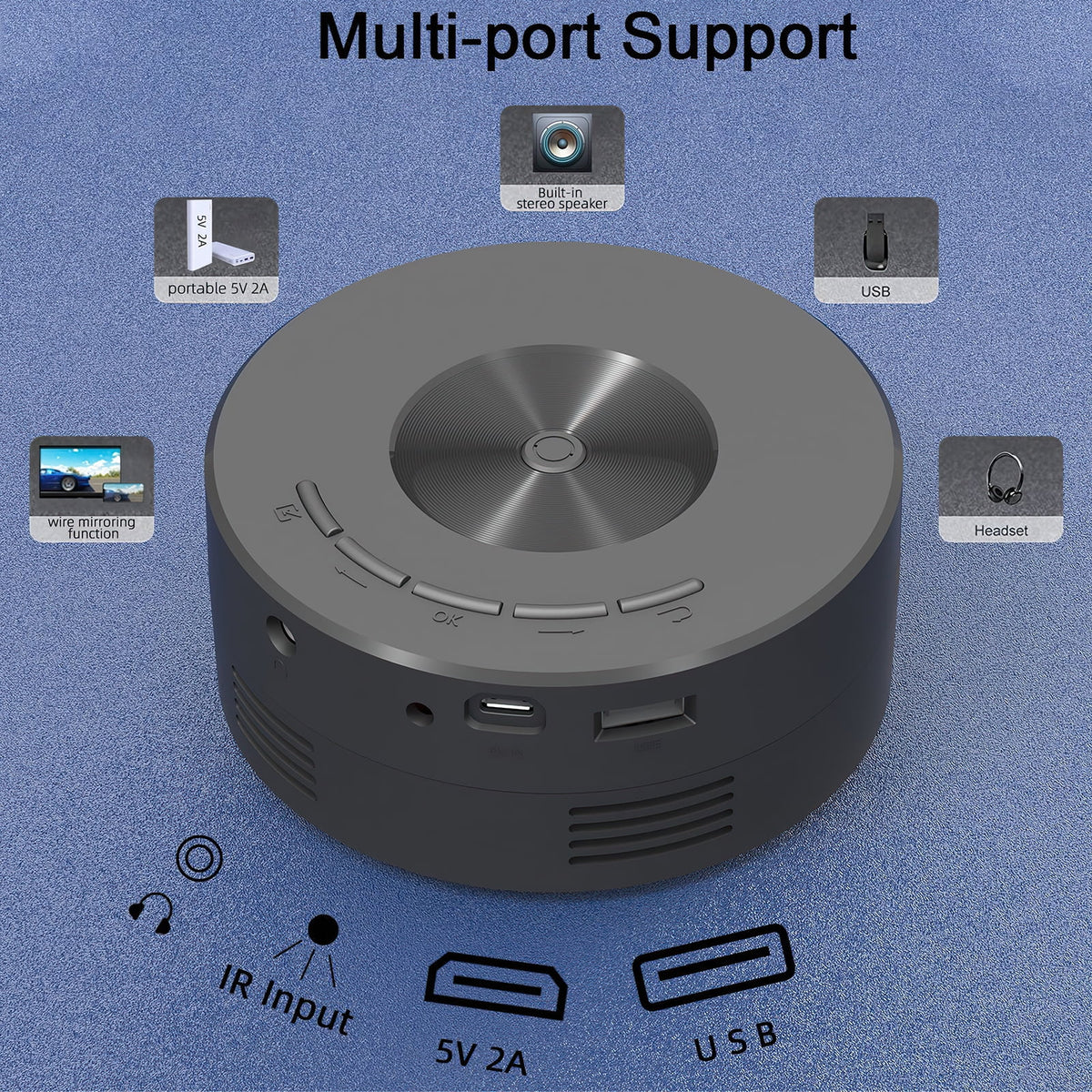 Portable Mini Projector with Remote Control Built-in Speaker I506