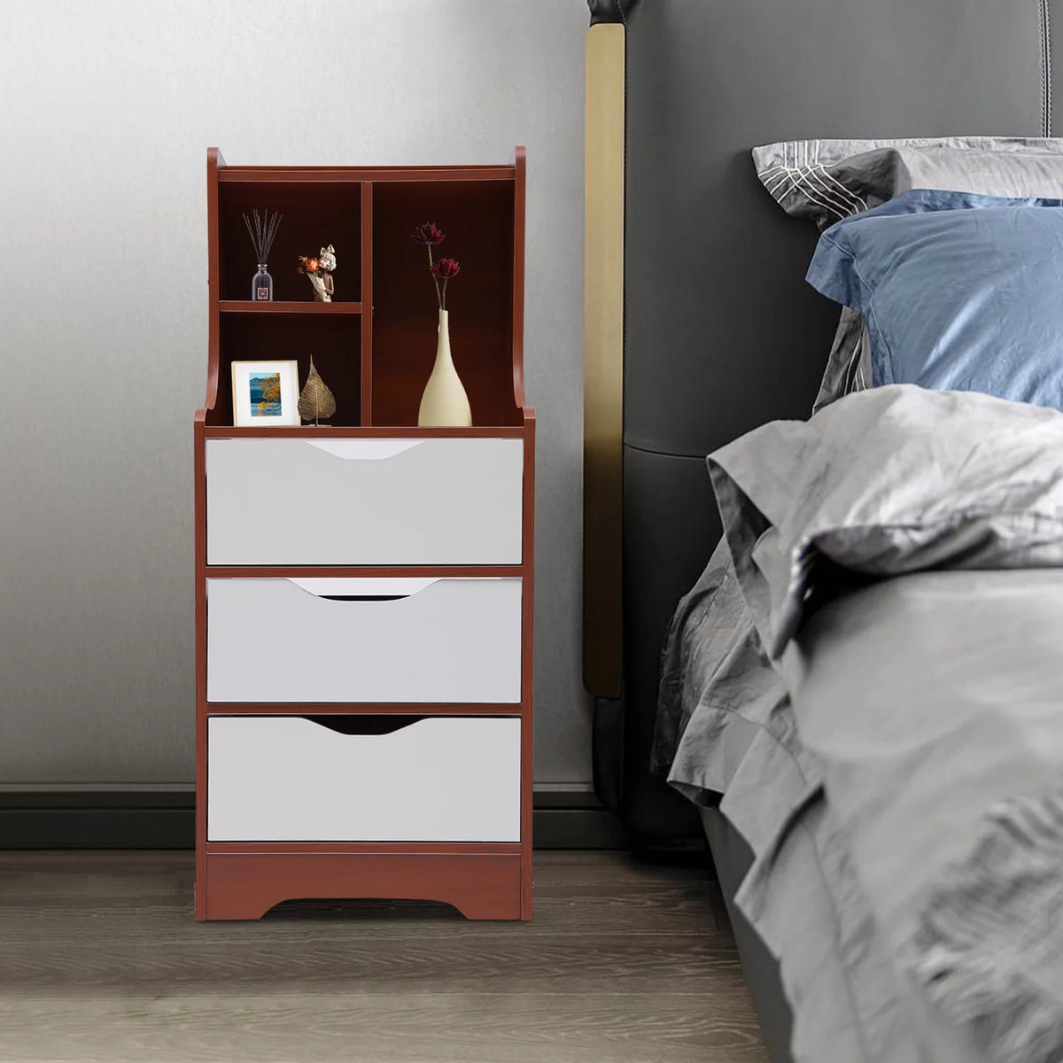 Wood Nightstand with Storage J616