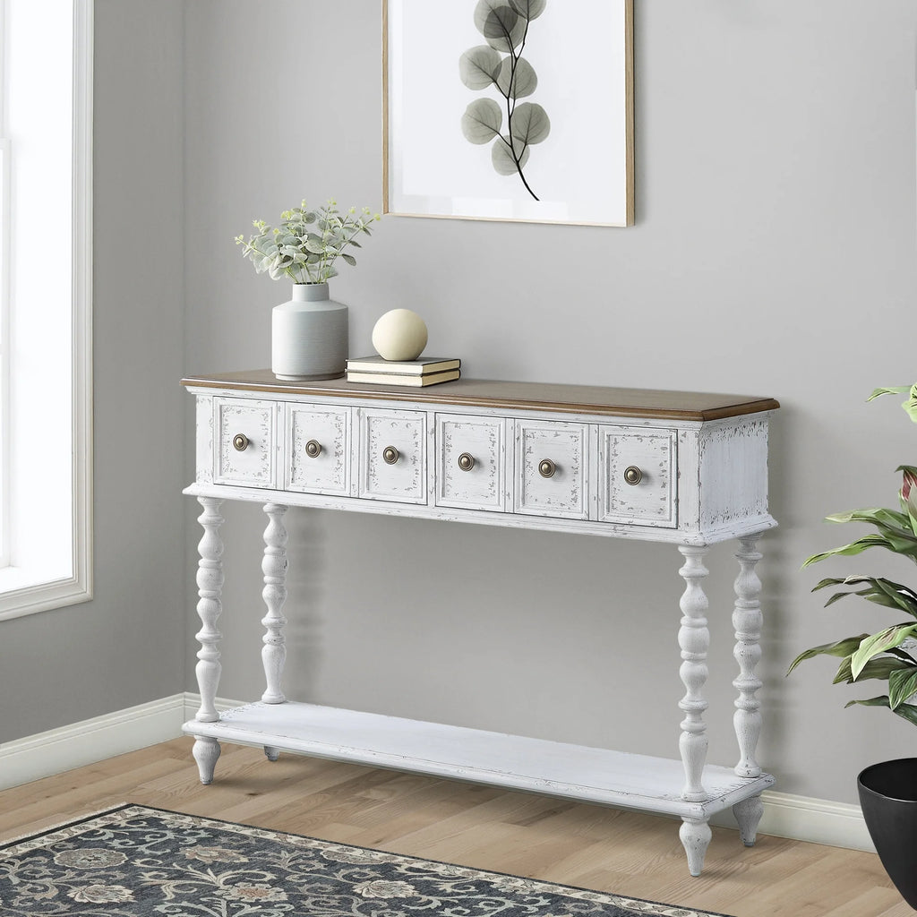 Dark Charcoal and Antique White Console Table R6312
