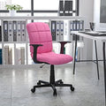 Pink Quilted Vinyl Swivel Office Chair with Arms T345