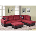 Red Microfiber Sectional Sofa with Storage Ottoman Q932558