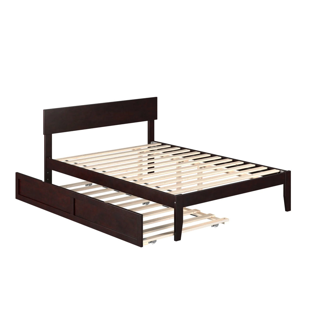 Modern Wood Full Bed with Twin Trundle in Espresso A81999