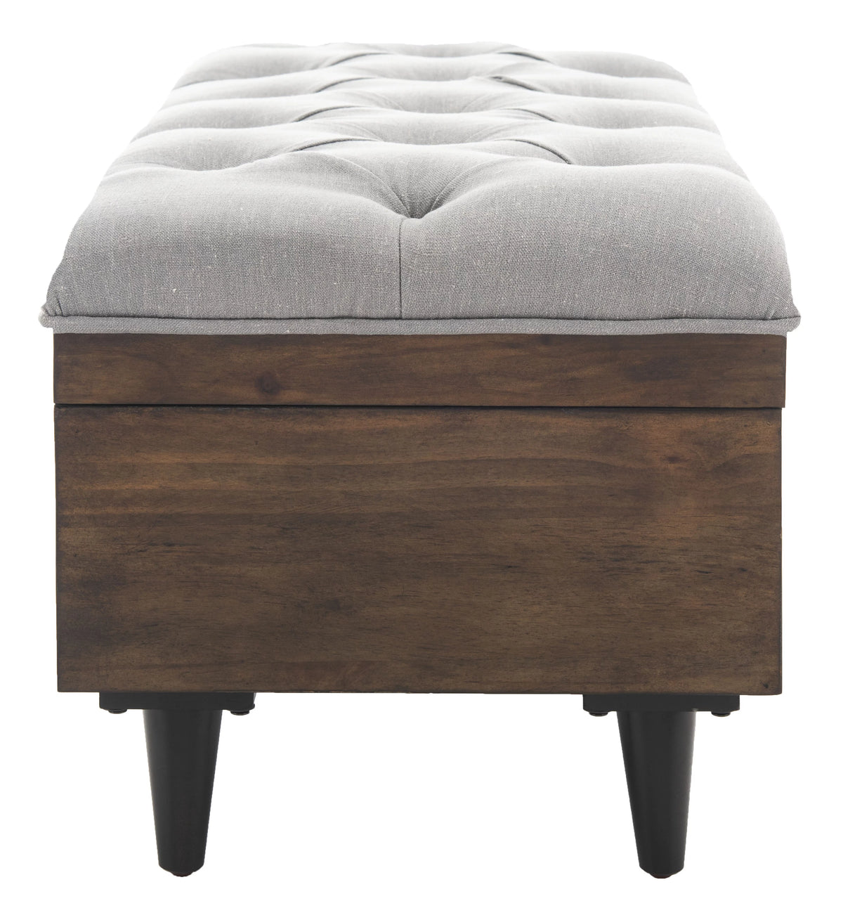 Grey Linen Storage Ottoman Q4341
