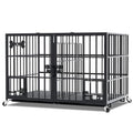 42/48 inch Heavy Duty Metal Dog Crate with Wheels B748485
