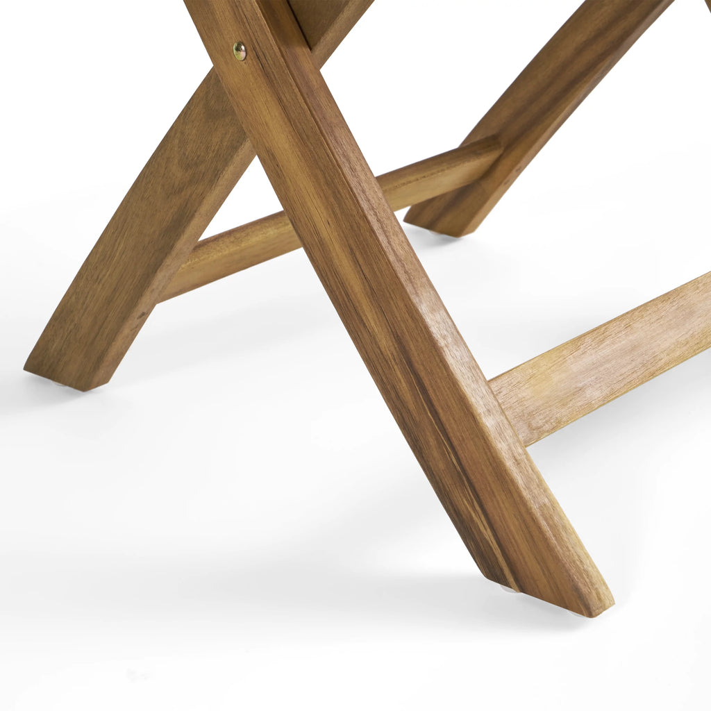 Acacia Wood Foldable Bistro Chairs with Wicker Seating Set of 2 C9923