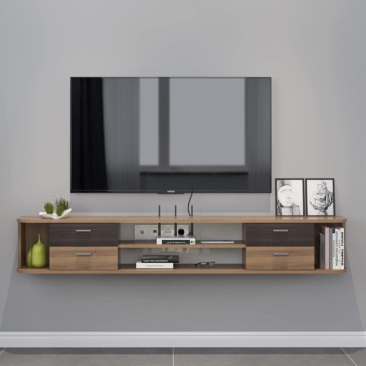 Wall Mounted Floating TV Stand with 4 Drawers Y7426