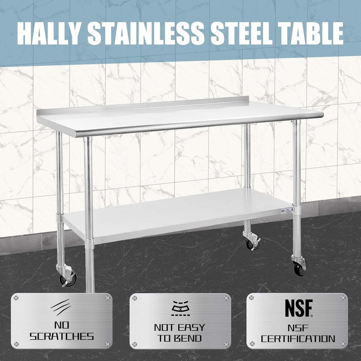 Stainless Steel Table 24 x 60 Inches with Caster Wheels H627