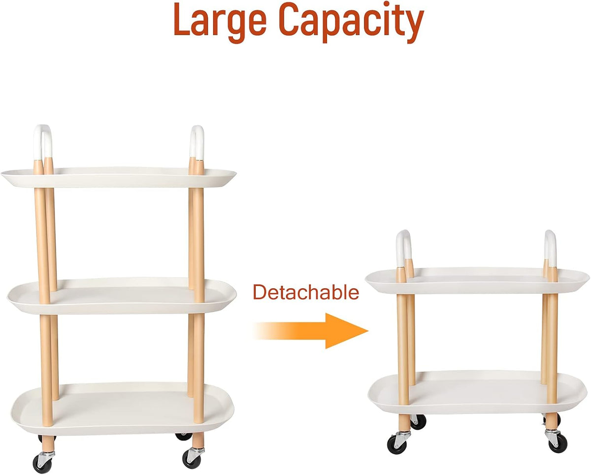 3-Tier Rolling Storage Cart with Lockable Wheels U680076