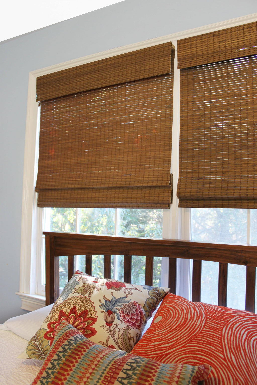 Cordless Maple Bamboo Roman Shade with Valance 35 in. W x 64 in. L K368065