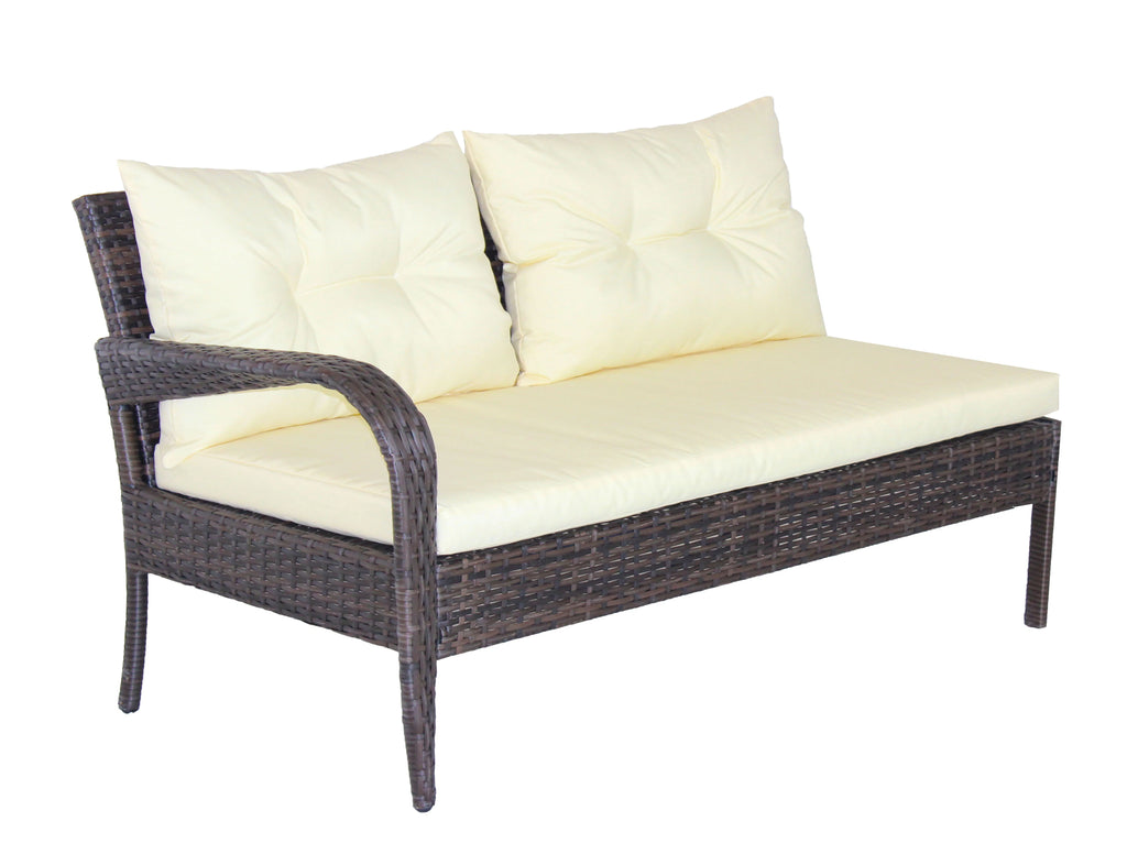 Beige 3-Piece Wicker Rattan Sectional Sofa with Tempered Glass Table N499014
