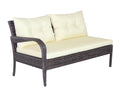 Beige 3-Piece Wicker Rattan Sectional Sofa with Tempered Glass Table N499014