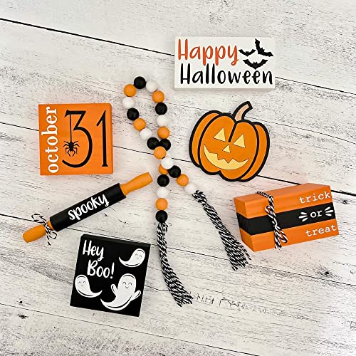 7 Pcs Halloween Themed Tiered Tray Decor Set X561
