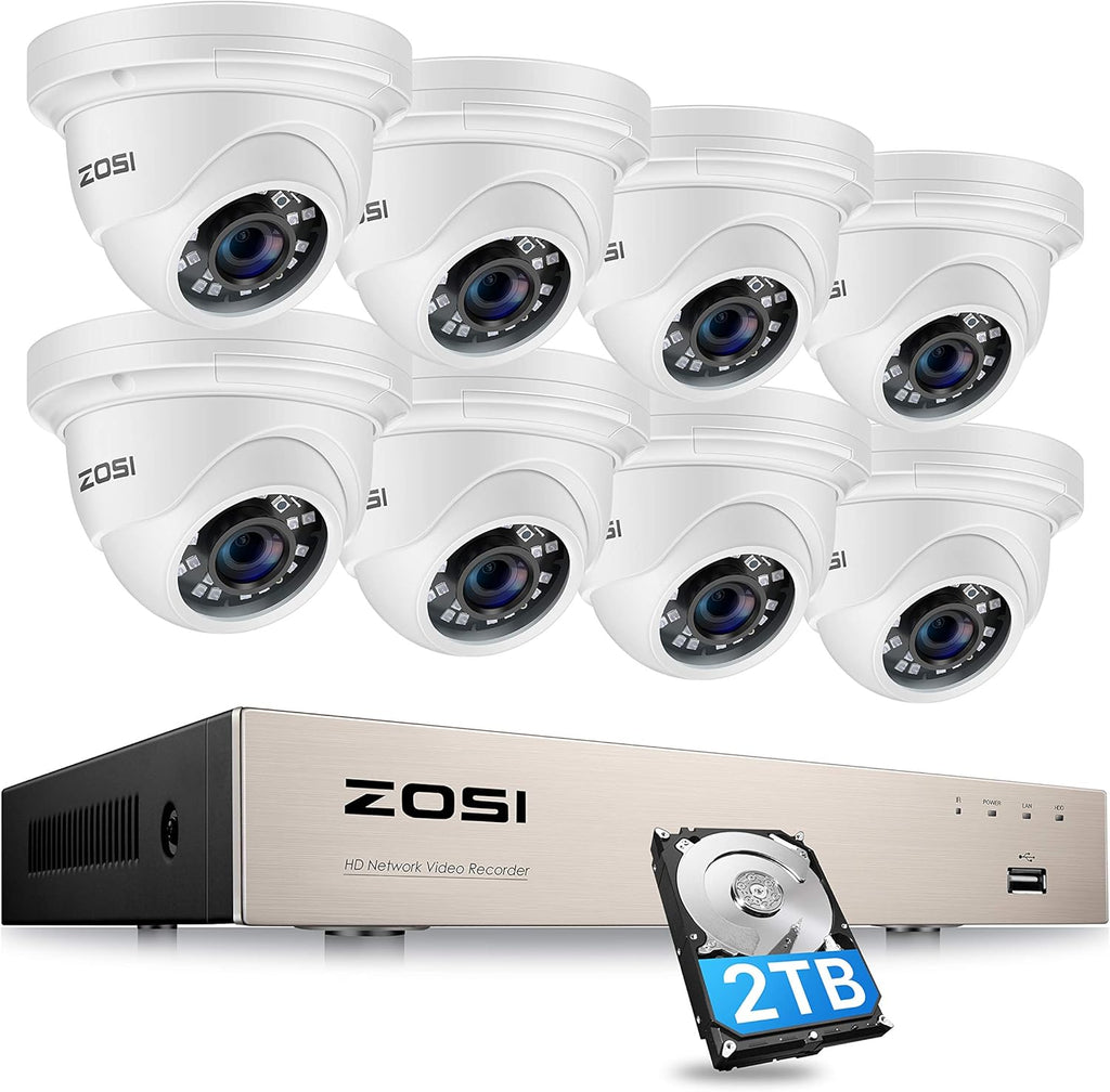 8CH 5MP PoE Security Camera System with 2TB HDD and 8pcs Wired 5MP Indoor Outdoor IP Cameras Z522639
