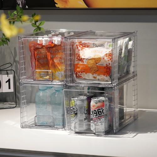 Clear Stackable Kitchen Storage Drawers with Handles D37079