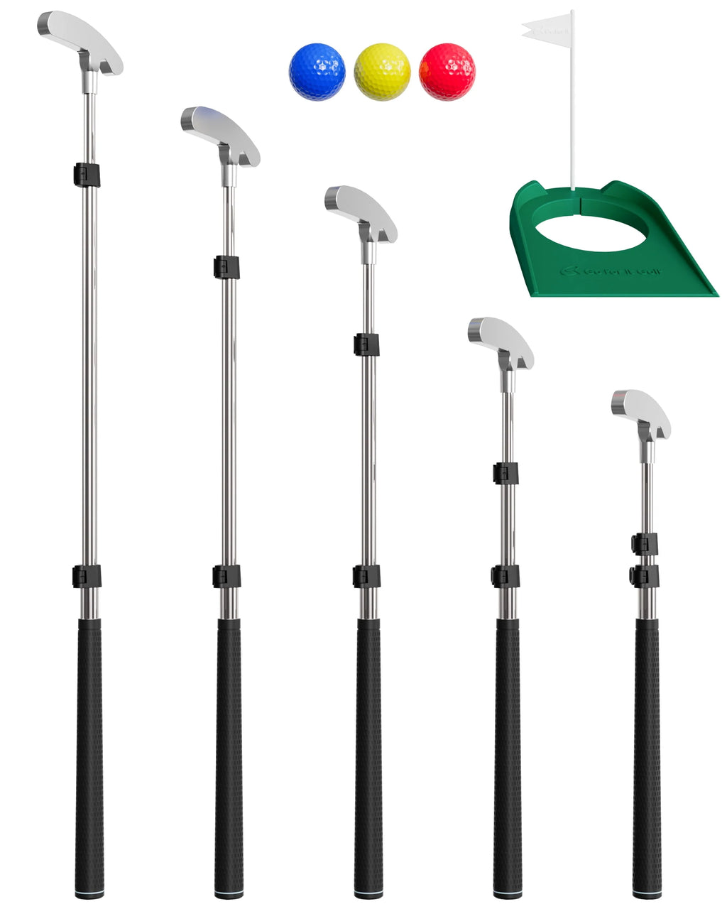 Kids Putter with Extendable Shaft, 3 Balls, Cup with Flag H230892