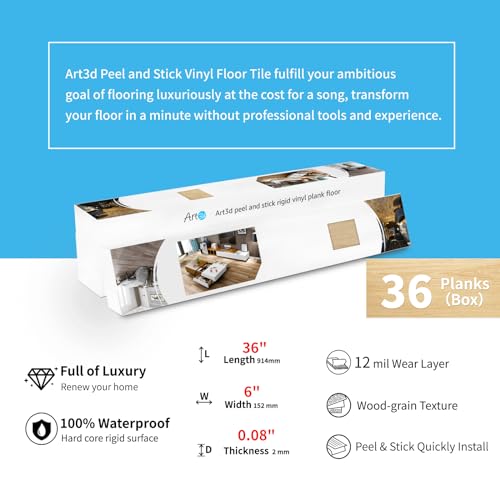 Peel and Stick Vinyl Wood Plank Floor Tile 36-Pack A5459