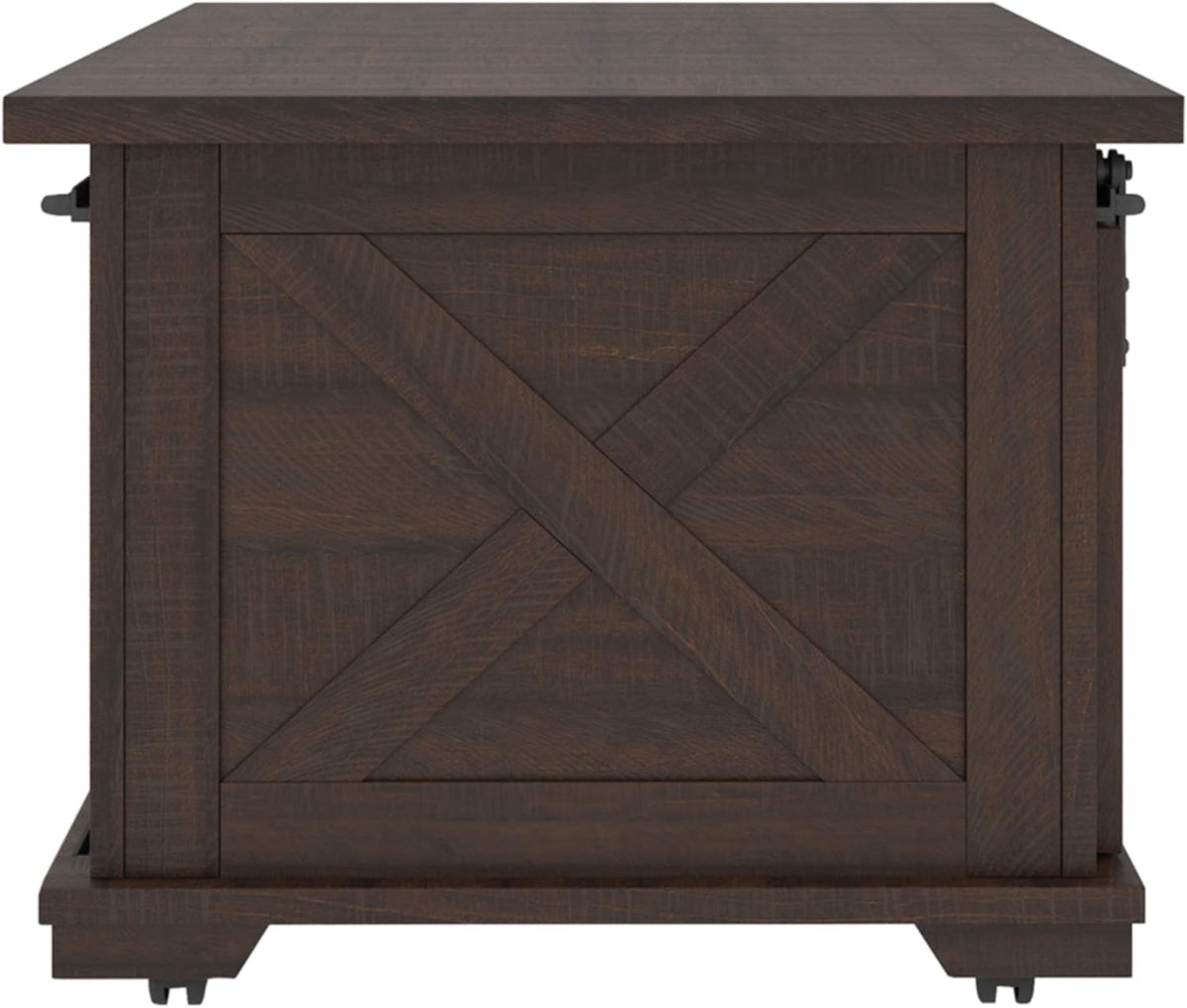 Farmhouse Rectangular Coffee Table with Sliding Barn Doors, Dark Brown V245741