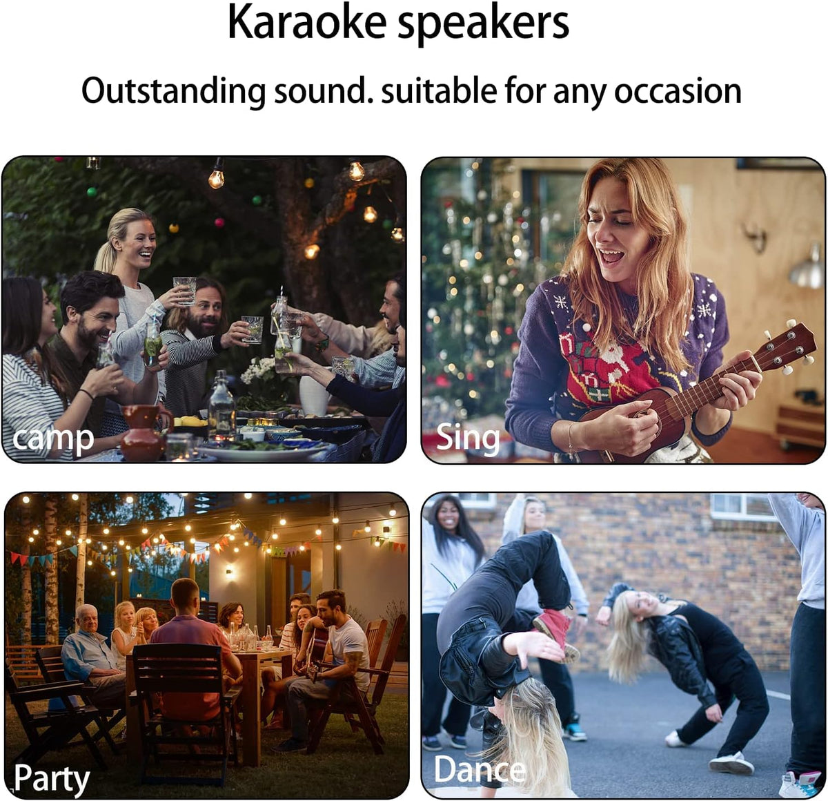 Wireless Karaoke Machine Bluetooth Speaker with 2 Wireless Microphones Q589743