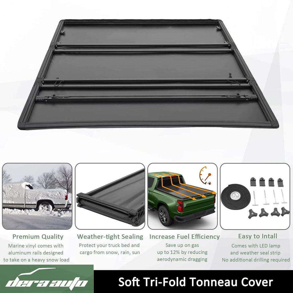Soft Tri-Fold Truck Bed Cover 5.2ft Bed Tonneau Cover P7816