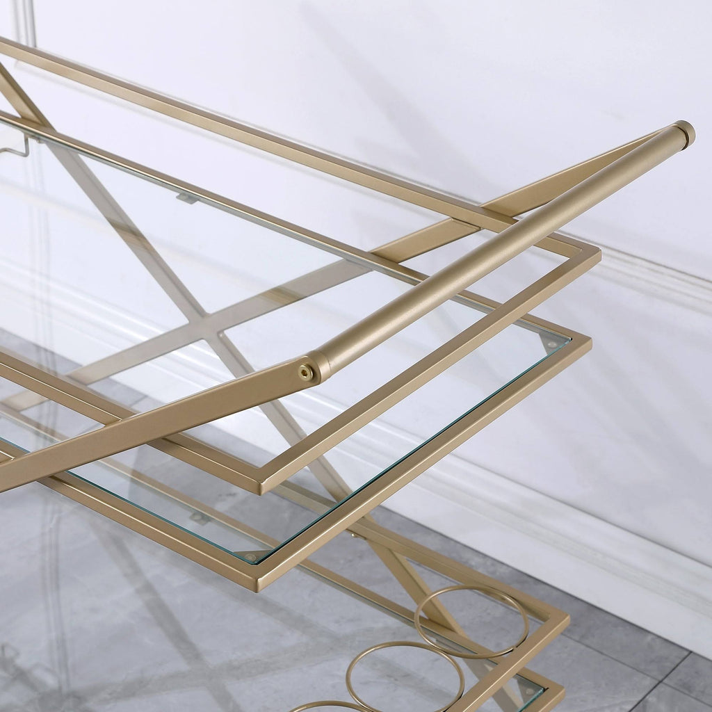 Gold Geometric Metal Bar Cart F861962