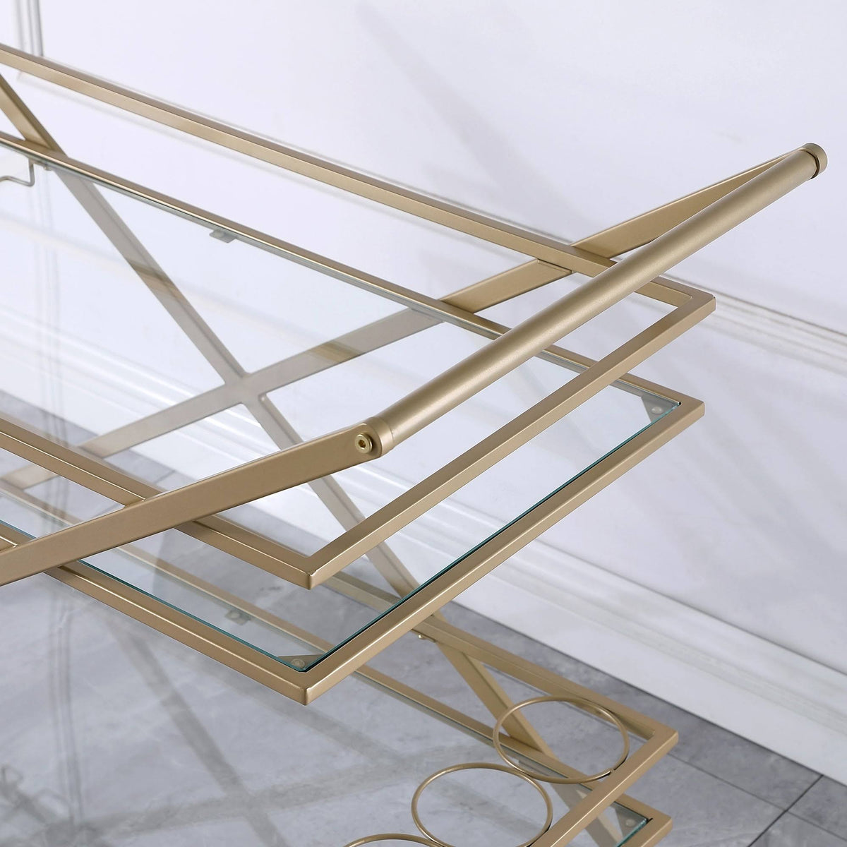 Gold Geometric Metal Bar Cart F861962